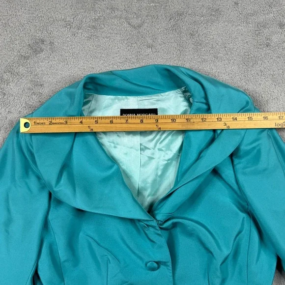 NWT Donna Morgan Aqua 100% Silk Shawl Collar Evening Blazer Jacket Womens 6 - Picture 10 of 13